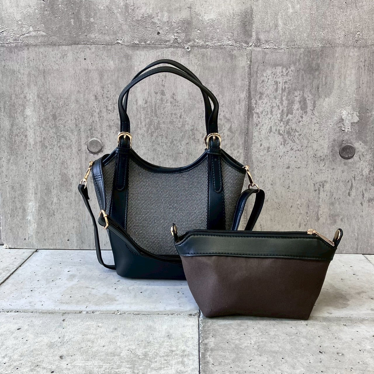 ミディアムサイズハンドバッグ/ショルダー付き 2way 通勤バッグ 上品 シンプル コンパクト GBG-B686