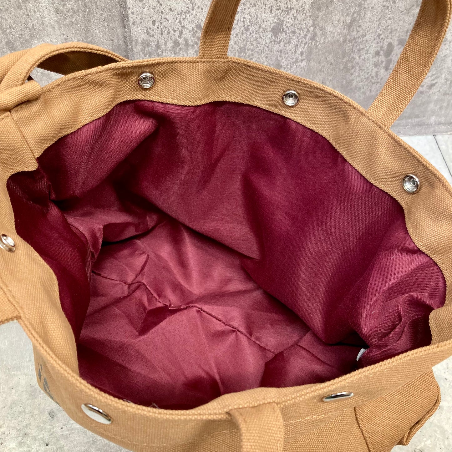 キャンバストートバッグ ロゴプリント 外側ポケット ショルダー付き ハンドバッグ 通学バッグ